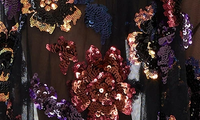 Dress The Population Anabel Sequin Floral Gown In Black Multi