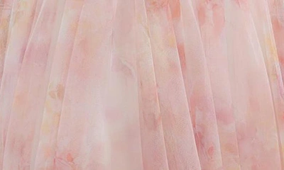 Dessy Collection Floral Scarf Tie One-shoulder Tulle Dress With Long Full Skirt In Rose Garden