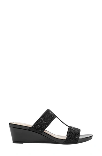 Bandolino I Luv It 2 Womens Slip On Wedges T-strap Sandals In Black