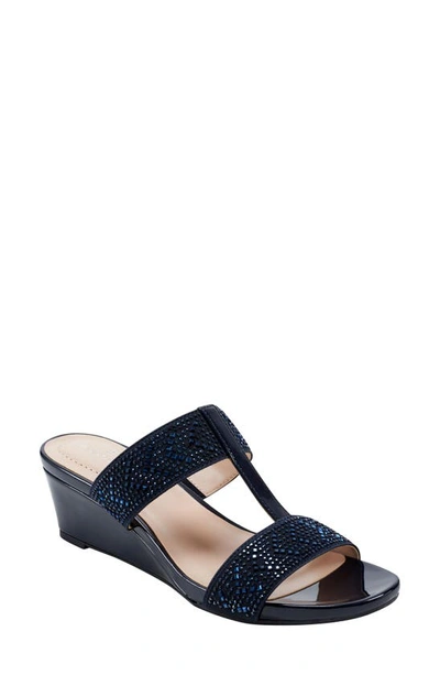 Shop Bandolino Iluvit Wedge Sandal In Dark Blue