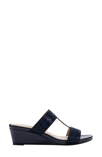 Shop Bandolino Iluvit Wedge Sandal In Dark Blue