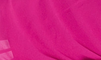 Shop Jewel Badgley Mischka Ruched Ruffle Detail Asymmetric Georgette Sheath Dress In Fuchsia