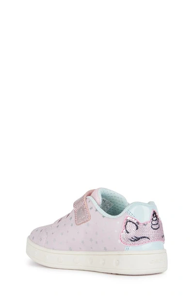 Shop Geox Kids' Skylin Light Up Sneaker In Pink/ Aqua