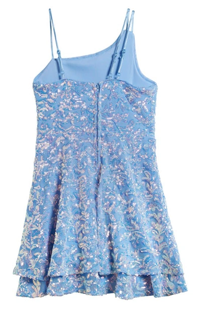 Shop Love, Nickie Lew Kids' Sequin Asymmetric Neck Party Dress In Perry