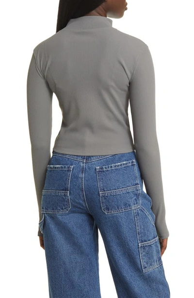 Bp. Rib Mock Neck Zip-up Jacket In Grey Pearl