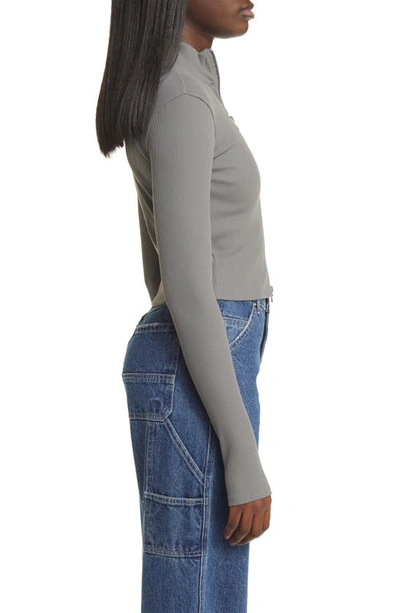 Bp. Rib Mock Neck Zip-up Jacket In Grey Pearl