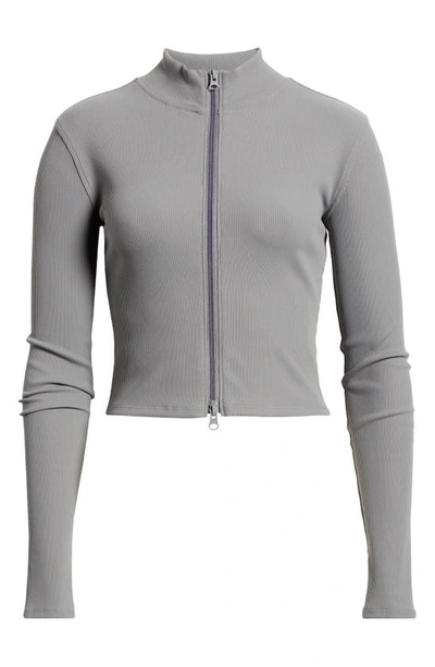 Shop Bp. Rib Mock Neck Zip-up Jacket In Grey Pearl