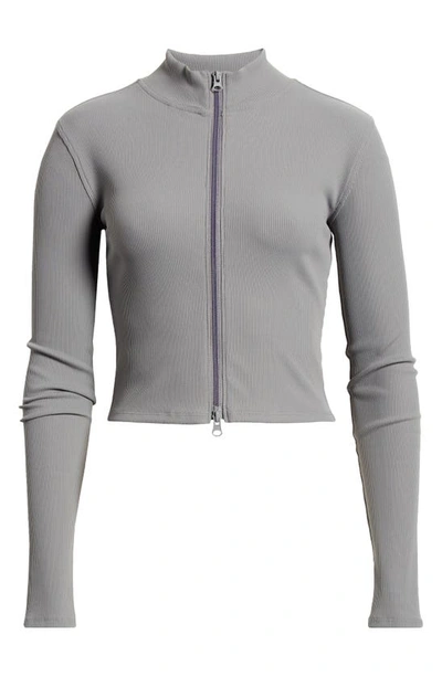 Bp. Rib Mock Neck Zip-up Jacket In Grey Pearl