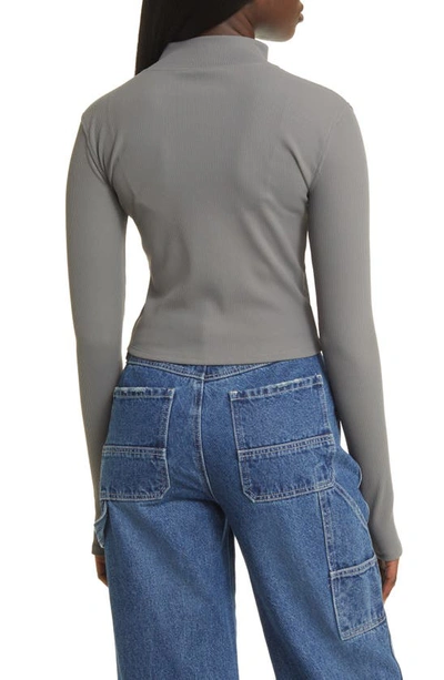 Bp. Rib Mock Neck Zip-up Jacket In Grey Pearl