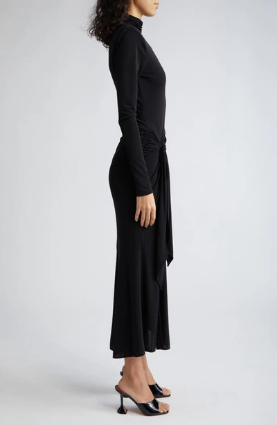 Shop Cinq À Sept Johnson Side Ruched Long Sleeve Jersey Dress In Black