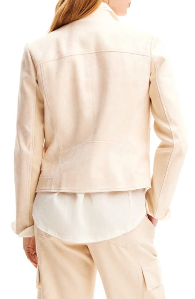 Shop Desigual Slim Biker Jacket In Ivory