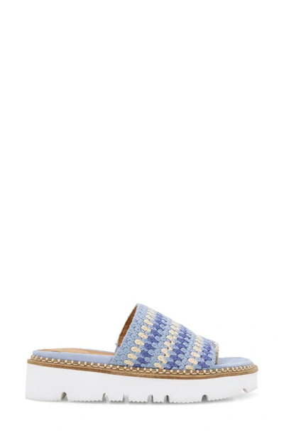 Gentle Souls By Kenneth Cole Lavern Womens Leather Slip On Flatform Sandals In Blue Multi Fabric