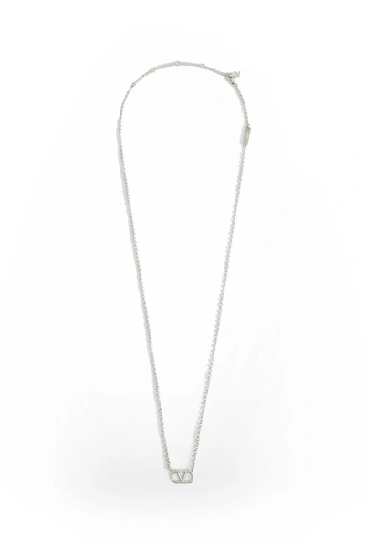 Shop Valentino Necklaces In Silver