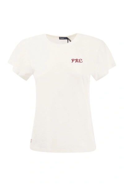 Shop Polo Ralph Lauren Crew-neck T-shirt With Embroidery In White