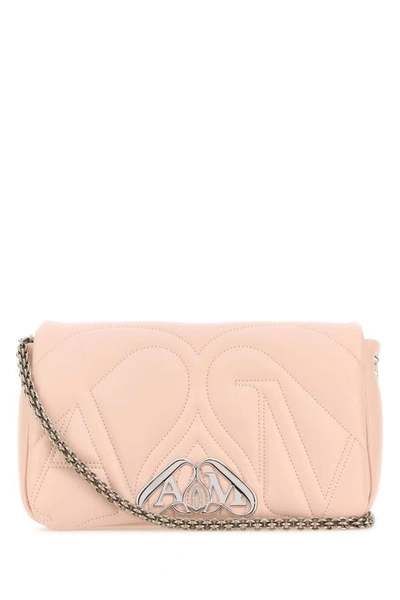 Shop Alexander Mcqueen Woman Pink Leather Small Seal Shoulder Bag