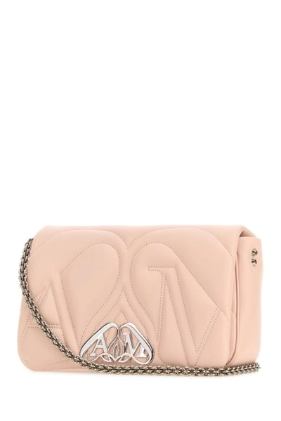 Shop Alexander Mcqueen Woman Pink Leather Small Seal Shoulder Bag