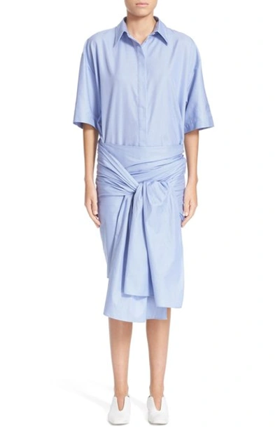 Shop Stella Mccartney 'martine' Houndstooth Wrap Front Shirtdress In Oxford Blue