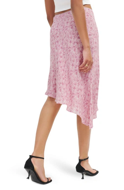 Shop Reformation Elle Floral Asymmetric Hem Skirt In Babys Breath