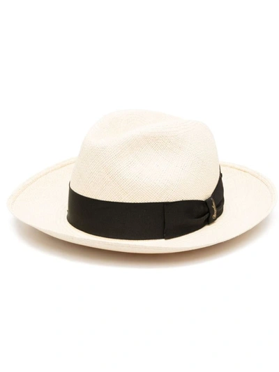 Shop Borsalino Amedeo Straw Panama Hat In Black