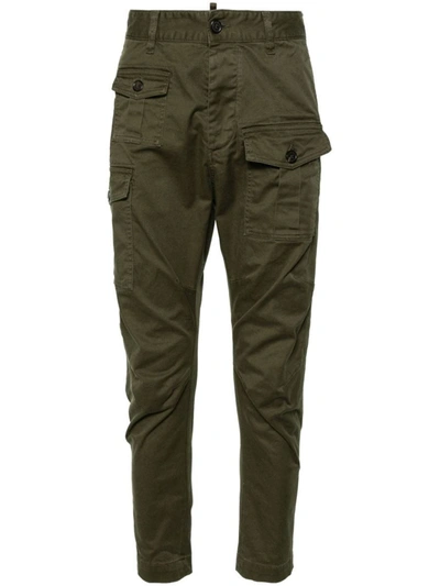 Shop Dsquared2 Cotton Cargo Trousers In Green