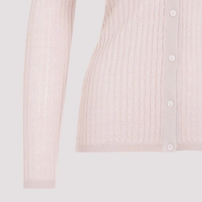 Shop Gabriela Hearst Emma Pointelle Cardigan Sweater In Pink & Purple