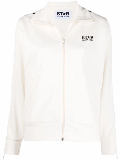 Shop Golden Goose Star Zipped Sweatshirt In White