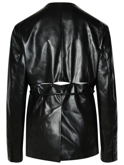 Shop Nanushka 'maida' Black Okobor Alt-leather Blazer
