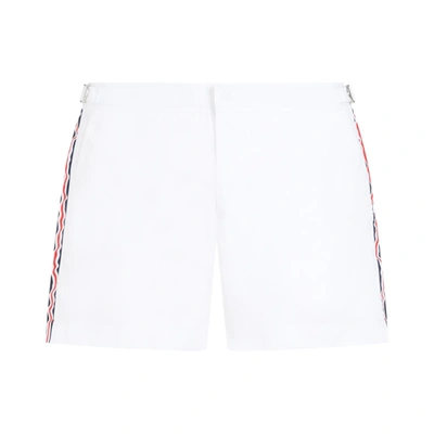 Shop Orlebar Brown Setter Tape Stripe Swim Shorts Swimwear In White