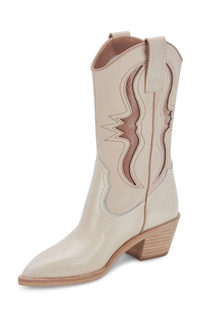 Shop Dolce Vita Suzzy Western Boot In Sand Multi Embossed Leather