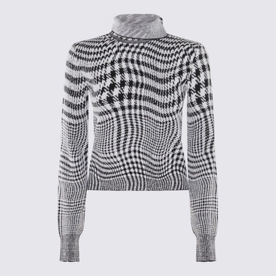 Burberry Houndstooth Wool-blend Turtleneck Sweater In Monochrome Ip Pttn