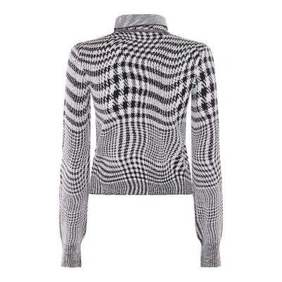 Burberry Houndstooth Wool-blend Turtleneck Sweater In Monochrome Ip Pttn