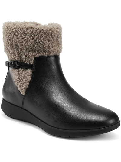 Shop Aerosoles Ferra Womens Faux Leather Faux Fur Ankle Boots In Black
