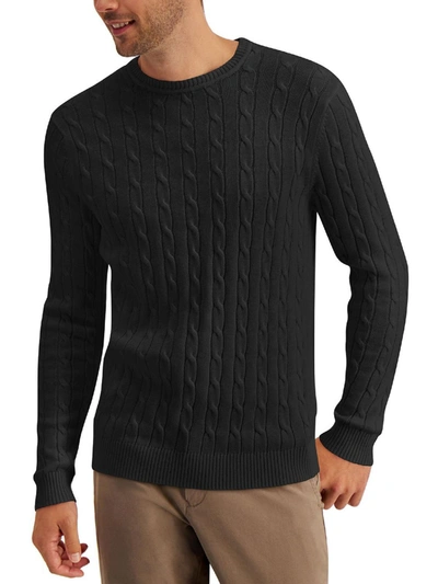Shop Club Room Mens Cable-knit Crewneck Sweater In Black