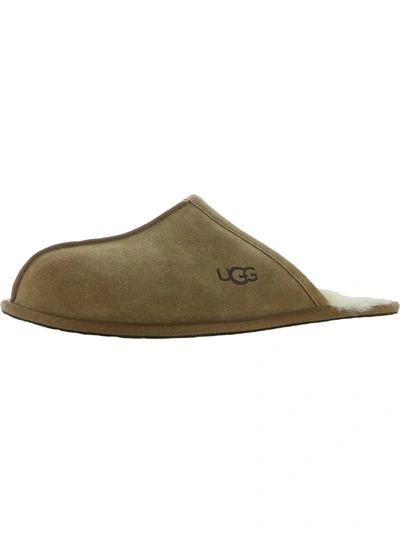 Shop Ugg Scuff Mens Suede Slip On Scuff Slippers In Pink