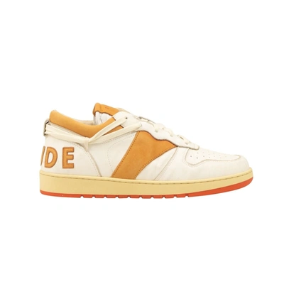 Shop Rhude White And Orange Leather Rhecess Low Sneakers In Multi