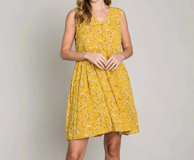 Shop Cotton Bleu Sunshine Floral Dress In Yellow