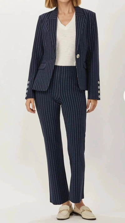 Shop Ecru Prince Stripe Pants In Navy Stripe In Blue