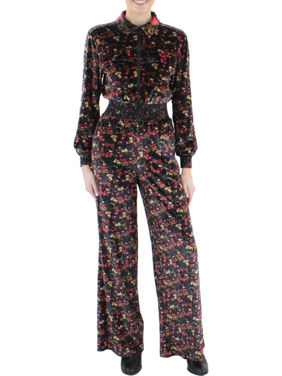 Shop Alice And Olivia Womens Velvet Floral Jumpsuit In Multi