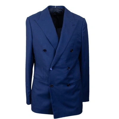Shop Caruso Blue  Wool Double Breasted Blazer 8r In Multi