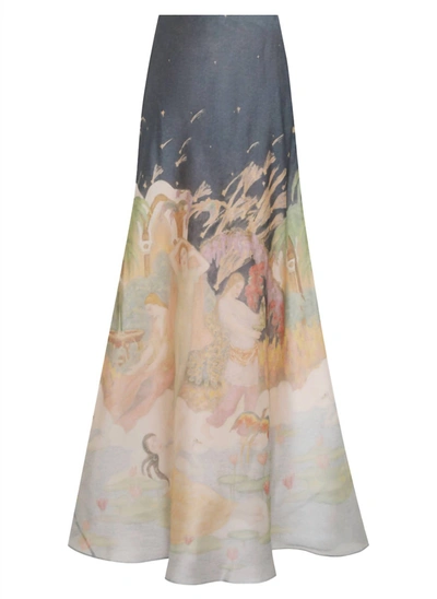 Shop Zimmermann Lyrical Bias Flare Skirt In Paradise In Multi