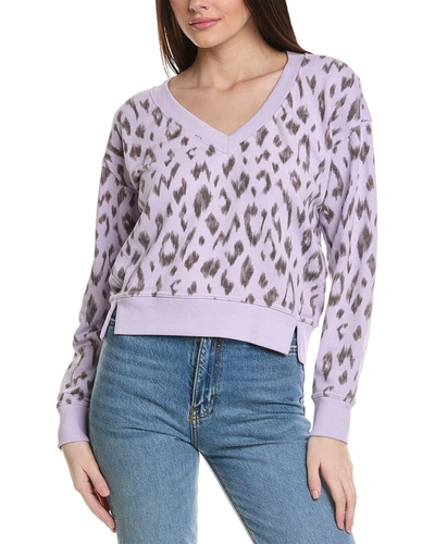 Shop Michael Stars Camila V-neck Crop Sweatshirt In Purple