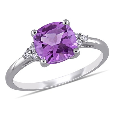 Shop Mimi & Max 1 3/4ct Tgw Amethyst Ring With Diamond Accents In 10k White Gold In Purple