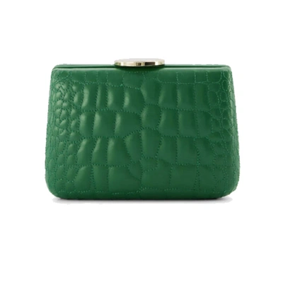 Shop Giambattista Valli Quilted Leather Clutch With Chain In Green