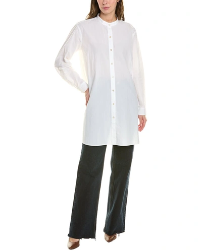Shop Eileen Fisher Mandarin Collar Shirt In White