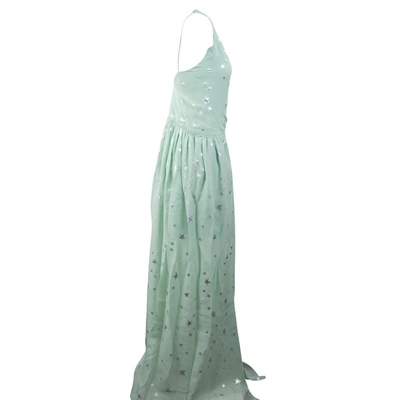 Amiri Silk Halterneck Dress With Lurex Stars And Front Slit In Multi
