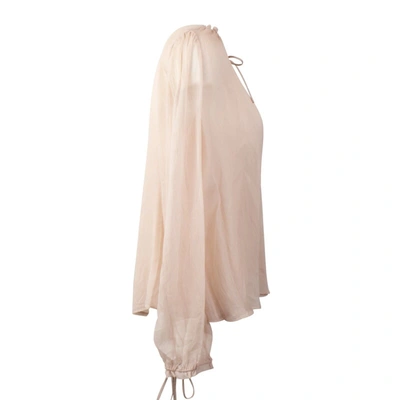 Amiri Nude Crinkle Chiffon Blouse In Multi