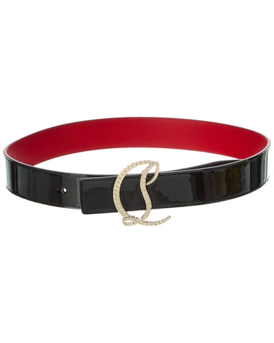 Shop Christian Louboutin Cl Patent Belt In Black
