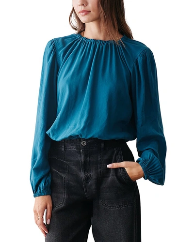 Shop Bella Dahl Relaxed Fit Elastic Shirred Top In Blue