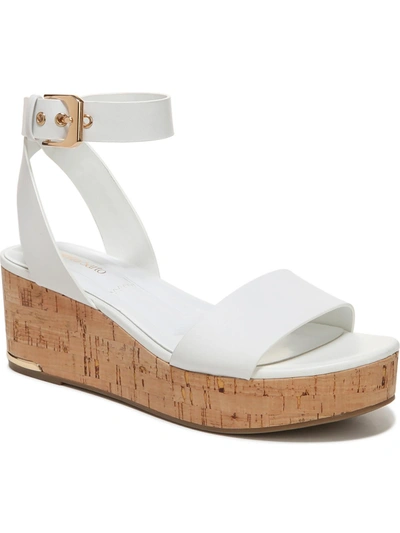 Shop Franco Sarto Presley Womens Leather Ankle Strap Wedge Sandals In White