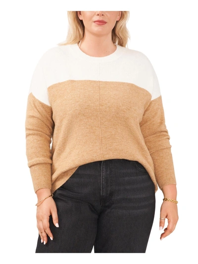 Shop Vince Camuto Plus Womens Heathered Colorblock Crewneck Sweater In Multi